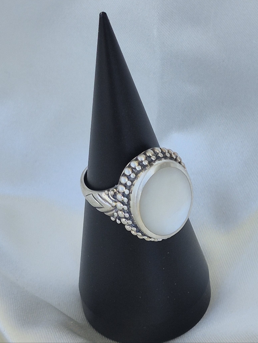 Sterling Silver White Mother-of-Pearl Statement Ring MSW Wasserman 925